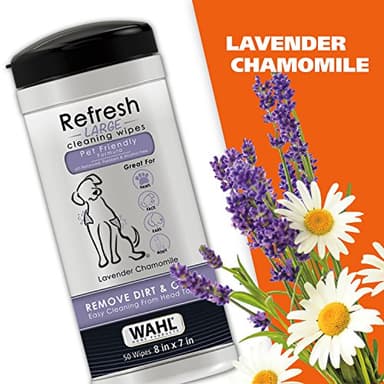 Wahl USA Pet Refresh Lavender Cleaning Wipes for All Dog Breeds - Use on Ears, Nose, Paws, Bottom, & Sensitive Areas - 50 Wipes - 820018A - Image 5