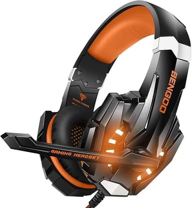 BENGOO G9000 Stereo Gaming Headset for PS4, PC, Xbox One Controller, Noise Cancelling Over Ear Headphones with Mic, LED Light, Bass Surround, Soft Memory Earmuffs (Orange) - Image 4