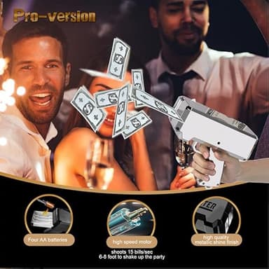 Money Gun Shooter – RUVINCE Money Gun for Movies That Look Real, Prop Gun Make it Rain, Handheld Cash Gun for Game Movies Party - Image 3