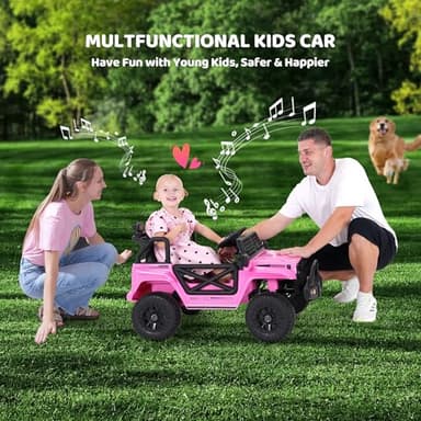 Evmore 12V Kids Toddler Ride On Truck Electric - 7Ah Large Battery Electric Vehicles with Remote Control, 2 Speeds, LED Lights, Horn, Music for Kids Pink - Image 5