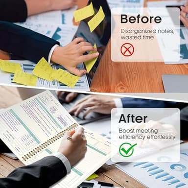 Taja Meeting Notebook for Work Organization - Work notebook with action items, Meeting Minutes Planner Notebook, Perfect Office Supplies for Men & Women - Green - Image 5