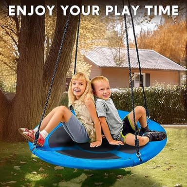 TURFEE 40" Saucer Tree Swing Set - 900Lb Weight Capacity, 900D Oxford Waterproof, with Hanging Straps Swings for Kids Playground Outdoor Activity Backyard Daily Exercise Fun(Blue) - Image 7
