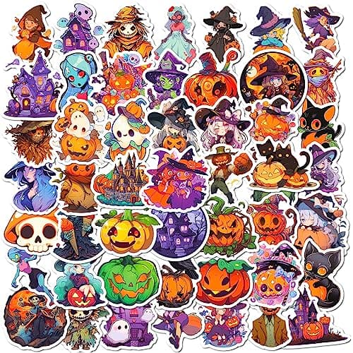 100PCS Non Repeating Halloween Children's Cartoon Pumpkin Themed Stickers Party Favors Vinyl Waterproof Holiday Party, Halloween Children's Cartoon Party Stickers Decoration - Image 1