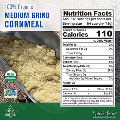 Great River Organic Milling, Specailty Flour, Medium Grind Corn Meal, Stone Ground, Organic, Non-GMO, 24 Ounces (Pack of 4) - Image 7