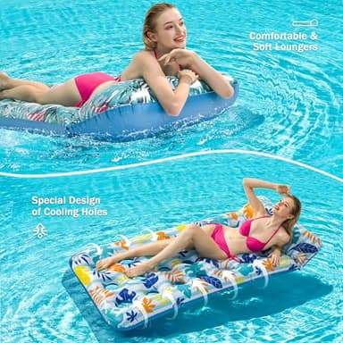 Stonful 2 Pack Inflatable Pool Float Mat, Giant Pool Floats Adult Size with Headrest, Lake Float Raft Water Lounger, Multi-Purpose Swimming Pool Floats Toys for Pool Party, Summertime Beach, Outdoor - Image 2