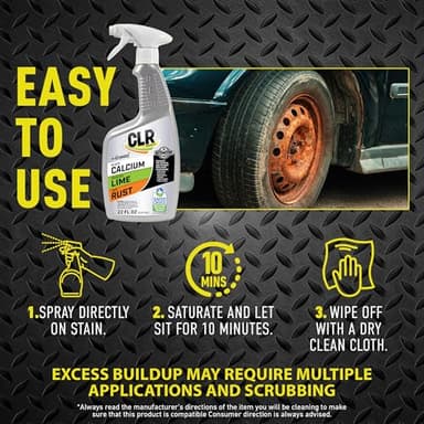 CLR Brands Automotive Calcium, Lime & Rust Remover Spray, 22 oz., Cleaning Spray for Multiple Surfaces, EPA Safer Choice Certified, Ammonia, Phosphate and Bleach Free Cleaner - Image 6