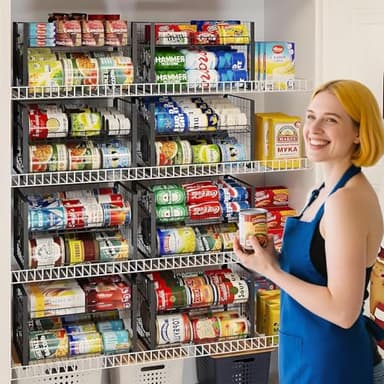 JKsmart 2-Tier Stackable Rack Organizer for Pantry, Adjustable Dispenser Holds Up to 90 Cans, Storage Holder for Various Ounces of Canned Drinks, Black, 3 Pack - Image 2