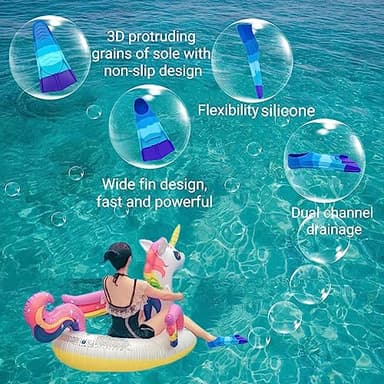 Fadgesy Swimming Training Fins,Comfortable Silicone Flippers for Swimming and Diving,Size Suitable Kids Girls Boys Adult (Small, SixColorful-G) - Image 5