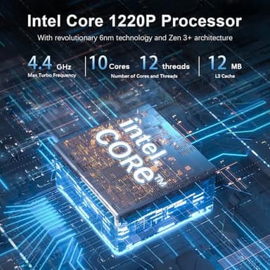 Beelink EQI12 Mini PC,Intel 12th Gen Core i3-1220P (10C/12T,up to 4.4GHz),Mini Computer with 16GB DDR4 RAM 500GB M.2 2280 PCle 4.0x4 SSD,4K Dual Screen Display/Dual LAN/WiFi6/BT5.2/USB3.0 - Image 2