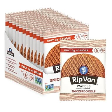 Rip Van Wafels Snickerdoodle Stroopwafels, Healthy Snacks, Non-GMO, Keto Friendly, Office Snacks, Low Sugar (3g), Low Calorie, 12 Pack - Image 2
