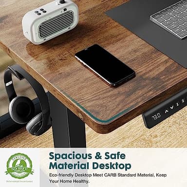 SMUG Electric Standing Desk, 63 x 24 Inch, Modern Style, Adjustable Height, 154 lbs Capacity, with Memory Presets, for Home Office, Rustic Brown - Image 5