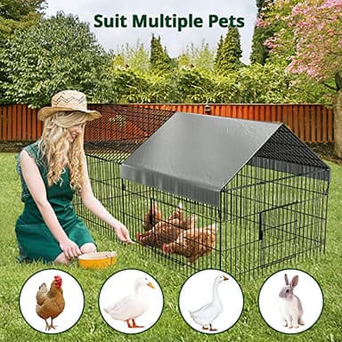 PawGiant Chicken Coop 86"×40" Chicken Run Pen for Yard with Cover Outdoor Metal Portable Chicken Tractor Cage Enclosure Crate Outside for Small Animals Duck Rabbit Hen - Image 7