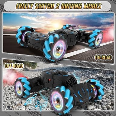 Pristar RC Cars Gesture Sensing Stunt Car, Best Gifts for Boys 6-12, 2.4Ghz Remote Control Car Toys for Boys Age 6 7 8 9 10 11 12, Double Sided Flip 360° Rotate 4WD Off-Road with Spray Lights Music - Image 4