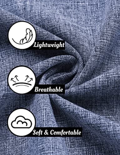 COOFANDY Men's Linen Shirt Casual Shirts Short Sleeve Shirts Button Down Linen Beach Shirts for Men Summer Outfit Denim Blue - Image 5