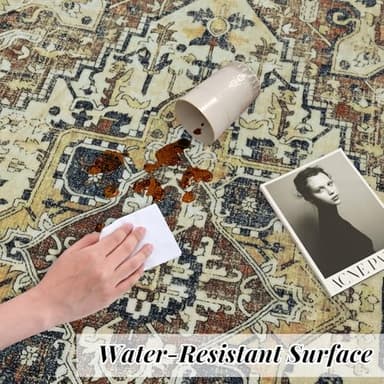 Runner Rug for Hallway, 2x6 Washable Runner Rug, Non Slip Low Pile Kitchen Rugs with Rubber Backing, Boho Floor Soft Carpet for Hallway, Bathroom, Entrance, Bedroom, Laundry (Orange) - Image 2