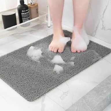 Hargiis Non-Slip Bathtub Mat, Anti Slip Shower Mat, Fast Drying Bathtub Mats, Foot Scrubber Mat, Anti Slip Mat for Tub, Floor, Bathroom, Kitchen, Home, Hotel (Grey 40"×28") - Image 1