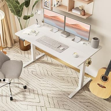Elevon Electric Adjustable Height Standing Desk - 48 x 24 inch Sit to Stand Up Desk with Splice Board, Rising Home Office Computer Table with 2 Hook and Wire Hole for Work - Image 2
