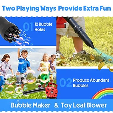 Bubble Leaf Blower for Toddlers - Upgrade Kids Bubble Machine with Gardening Tool Set Toy Leaf Blower, 2 in 1 with Extra Bubble Blower Kit Outdoor Summer Hoilday Party Toys for Boys Girls Age 3 4 5+ - Image 2