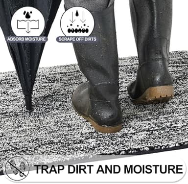 REFETONE Indoor Doormat, Front Door Mat 32"x40" Absorbent Rubber Backing Non Slip Back Door Mats, Washable Low-Profile Inside Floor Mat Door Rugs for Entryway, Resist Dirt Mud Mat for Dogs, Black - Image 5