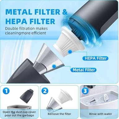 OMO Handheld Handheld Vacuum, 13000PA Portable Cordless Car Vacuum Cleaner, Suction and Blow 2 in 1 Dust Removal Vacuum Cleaner for Car, Home, Office, Pet.Blue - Image 6