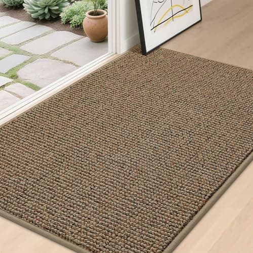 BEQHAUSE Dirt Trapper Door Mat 32" x 48", Non-Slip Washable Doormats Entrance Mat, Dirt Resistant and Absorbent Welcome Mat, Low Profile Floor Mats for Front Back Door and Entryway, Beige - Image 1