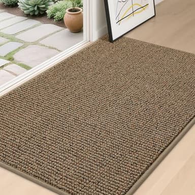 BEQHAUSE Dirt Trapper Door Mat 32" x 48", Non-Slip Washable Doormats Entrance Mat, Dirt Resistant and Absorbent Welcome Mat, Low Profile Floor Mats for Front Back Door and Entryway, Beige - Image 1