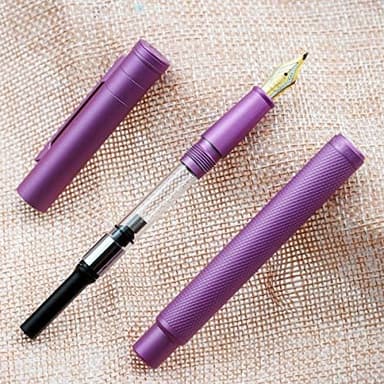 Asvine Pink Forest Fountain Pen Bent Nib, Classic Design with Converter and Metal Pen Case, The Light of Hope Serise - Image 6