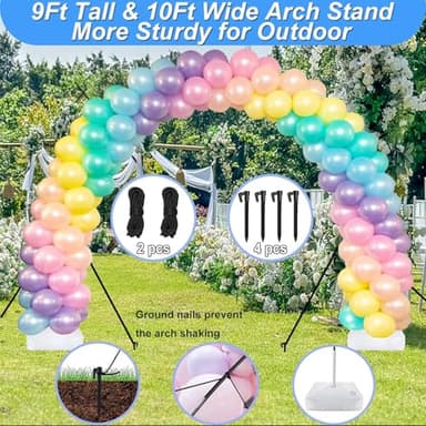 Balloon Arch Kit and Balloon Pump, 10FT Width 9FT Height Adjustable Balloon Arch Stand with NEW DESIGNED 2 Balloon Stands Water Fillable Bases for Wedding Anniversary Mother's Day Party - Image 6