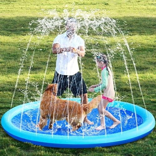 SLOOSH 72" Non-Slip Splash Pad Sprinkler - Outdoor Water Toys Play Mat for Toddlers Kids Dogs, Outside Thickened Sprinkler Pool Party Durable Backyard Fountain for Girls Boys Pets (72in, Blue) - Image 1