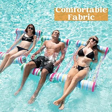 Sloosh 3 Pack 4-in-1 Inflatable Pool Floats Hammock, Water Hammock Lounges, Multi-Purpose Swimming Pool Accessories (Saddle, Lounge Chair, Drifter) for Pool, Lake, Outdoor, Beach (Orange/Red/Blue) - Image 5