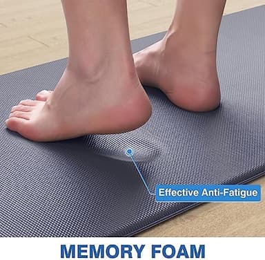 StepRite Kitchen Mats, 2PCS Kitchen Rugs, Cushioned Anti Fatigue Kitchen Mats for Floor, Non-Slip Standing Desk Mat, Waterproof Kitchen Rug Set for Kitchen, Floor, Office, 17.3"x30"+17.3"x59", Grey - Image 6