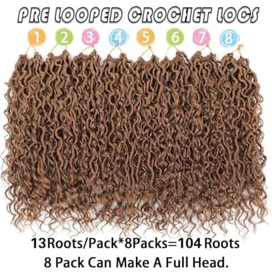Col Bling Goddess Locs Crochet Hair 14 Inch, 8 Packs Faux Locs Crochet Hair Pre Looped for Women, Boho Crochet Locs with Curly Ends (14 Inch 27#) - Image 3