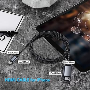 lulaven Lightning to HDMI Adapter • 1080P HD • HDMI Cable for iPhone to TV • Compatible with iPhone14, 13, 12 & YouTube to TV Output • 6.6FT (Does Not Support iPhone 15/16 or Streaming Netflix) - Image 3