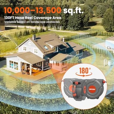 3rd Generation Retractable Garden Hose 130 ft x 1/2 inch Heavy Duty Wall-Mounted Hose Reels for Outside 180° Swivel Automatic Slow Return Any Length Lock 9 Pattern Nozzle UV Resistant (Black) - Image 3
