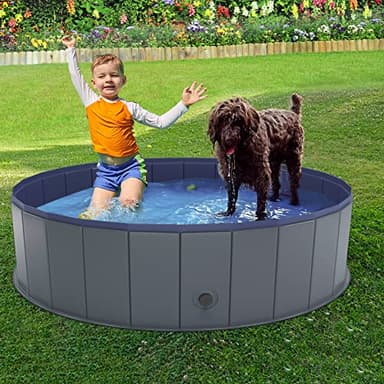 Niubya Foldable Dog Pool, Collapsible Hard Plastic Dog Swimming Pool, Portable Bath Tub for Pets Dogs and Cats, Pet Wading Pool for Indoor and Outdoor, 48 x 12 Inches - Image 5