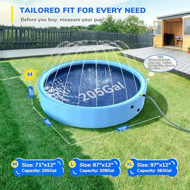 Bilibara 71'' Foldable Dog Pool, Sprinkler Pool for Kids, Non-Slip Dog Swimming Kids Pools, Heavy Duty Dogs Splash Pad Pools for Large Dogs, Hard Plastic Kiddie Pad for Backyard - Image 6