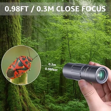 10x25 Monocular Telescope, Mini Pocket Small Size Compact Handheld Portable Lightweight ED Glass HD Optics BAK-4 Roof Prism High Powered Waterproof for Adults Camping Hiking Travel Bird Watching - Image 7