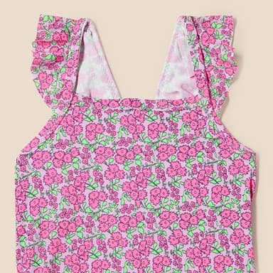 Amazon Essentials Baby Girls' Frill One-Piece Swimsuit, Lilac Hot Pink Posey Floral, 6-9 Months - Image 4