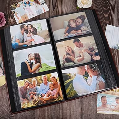 RECUTMS 300 Pocket Photo Album 4x6 Small PU Leather Cover Wedding Family Baby Anniversary Graduation Travel Personalized Photo Book (Brown) - Image 5