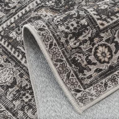 WondRg 2x8 Washable Runner Rug Black Vintage Distressed Hallway Kitchen Non Slip Low Pile Area Rug Living Room Bedroom Throw Rug Soft Indoor Carpet for Entrance Laundry Dining Room Bathroom - Image 8