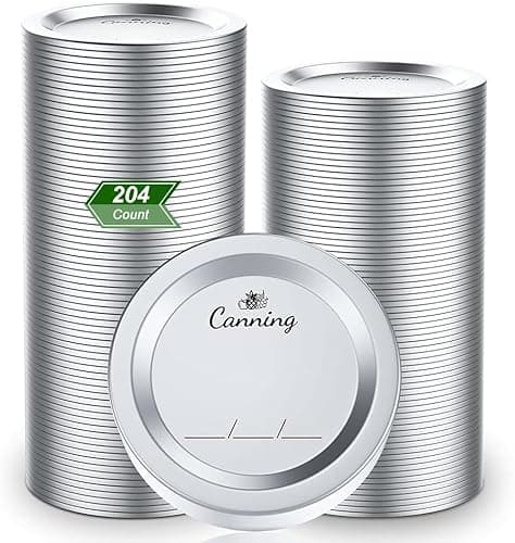 204pcs Regular Mouth Canning Lids, Canning Jar Lids for Ball, Kerr Jars, Split-Type Metal Mason Jar Lids for Canning, 100% Fit & Airtight 2.76" (70mm, Silver) - Image 1