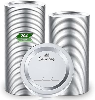 204pcs Regular Mouth Canning Lids, Canning Jar Lids for Ball, Kerr Jars, Split-Type Metal Mason Jar Lids for Canning, 100% Fit & Airtight 2.76" (70mm, Silver) - Image 1