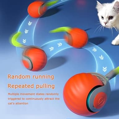 ugdurwp 2Packs Speedy 2.0 Tail Cat Toys for Bored Indoor Adult Cats,2025 New Generation Interactive Cat Toys for Indoor Cats,Automatic Moving Ball with Tail,Blue and Orange - Image 4