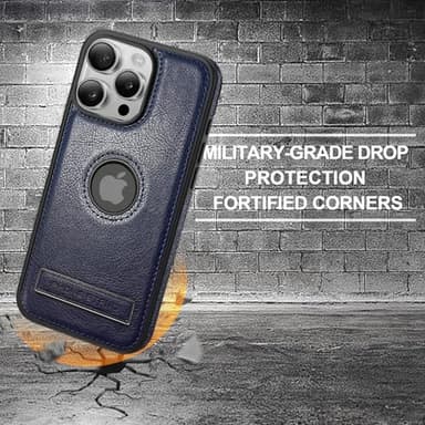 KSELF Leather Case for iPhone 16 Pro Max Case, Protective Slim with Kickstand Shockproof Phone Cases, Built-in Invisible Stand Compatible with iPhone 16 Pro Max 6.9'' (Blue, for iPhone 16 Pro Max) - Image 5