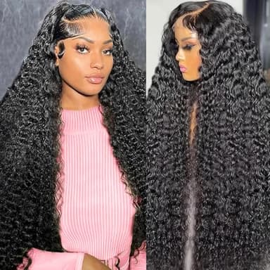 250% Density 13X6 30 Inch Deep Wave Lace Front Wigs Human Hair Curly Wig Wet and Wavy HD Lace Front Wig Pre Plucked 100% Real Human Hair No Synthetic Blend No Tangle No Shedding Triple Lifespan 3X - Image 1