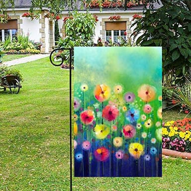 ShineSnow Watercolor Abstract Spring Summer Seasonal Green Floral Flowers Art House Flag 28" x 40" Double Sided Polyester Welcome Large Yard Garden Flag Banners for Patio Lawn Home Outdoor Decor - Image 4