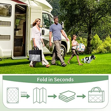 GENIMO Outdoor Rug 5' x 8' Waterproof for Patios Clearance, Reversible Plastic Straw Camping Carpet, Large Area Rugs Mats for RV, Picnic, Backyard, Deck, Balcony, Porch, Beach, Grey&White - Image 7