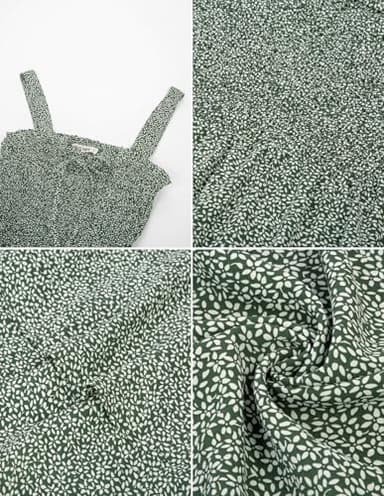 GRACE KARIN Women's 2025 Summer Floral Boho Dress Square Neck Strapped Swing A Line Sundress Beach Long Maxi OutfitsGreen S - Image 6