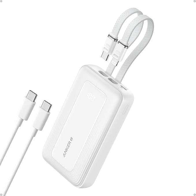 Anker Zolo Power Bank, 10,000mAh 30W Max Fast Portable Charger with Built-in USB-C and MFi Certified Lightning Cables, USB-C&A, Battery Pack for iPhone 16/15 Series, MacBook, Galaxy - Image 1