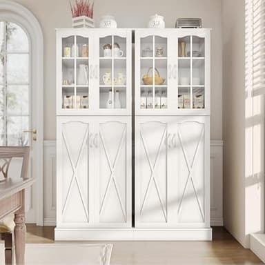 kepptory 64" Kitchen Pantry Cabinet, Pantry Storage Cabinet with Adjustable Shelves, Kitchen Buffet Cupboards Storage Cabinet for Home Office Use (White, 16" D x 24" W x 64" H) - Image 3